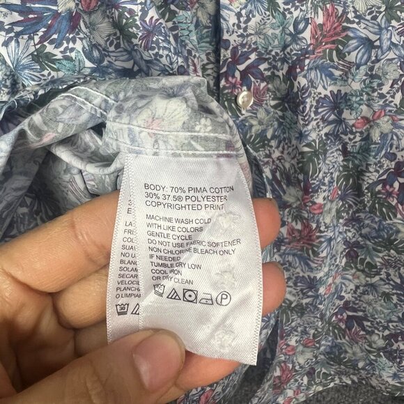 Tommy Bahama Newport Coast Blue Floral Long Sleeve Button Down Men's Shirt - Picture 6 of 7